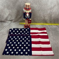 US Patriotic Nutcracker and Flags