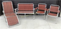 (4) Folding Chairs, Bench & Lounge Chair