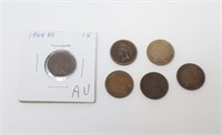(6) INDIAN HEAD CENTS: