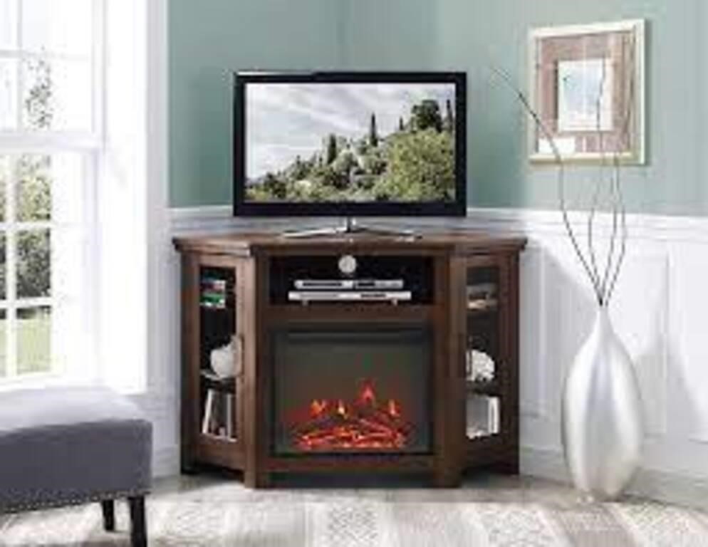 48" Corner fireplace TV Reclaimed barnwood