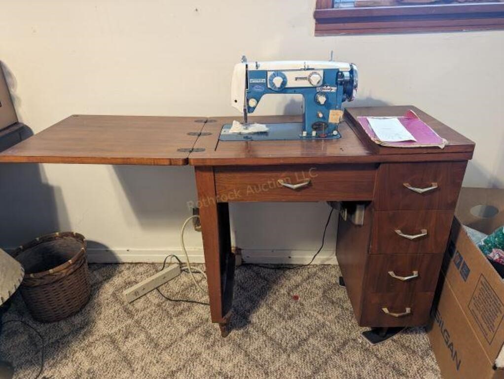 Snively Sewing Machine with Cabinet