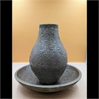 Ceramic Clay Floral Vase & Basin