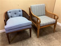 (2) VTG. CANE ACCENT CHAIRS, BARREL BACK &