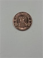 1oz. round .999 fine copper coin Skeleton owl