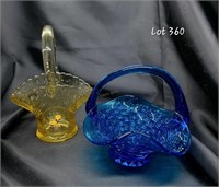 (2) Colored Glass Baskets