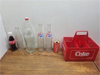 Vintage Coca-Cola & Pepsi Bottles+1 CCTin+CC Case