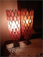 2 mid-century lamps cherub / plastic prisms 20"