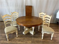 Country French Dining Table w/4 Chairs, Leaf