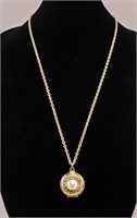 Vintage Gold-plated Faux Pearl Locket Necklace