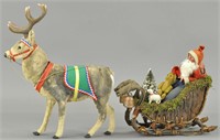 SANTA CLAUS IN SLEIGH W/REINDEER NODDER