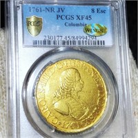 1761-NR Colombian Gold 8 Escudos PCGS - XF45 WINGS