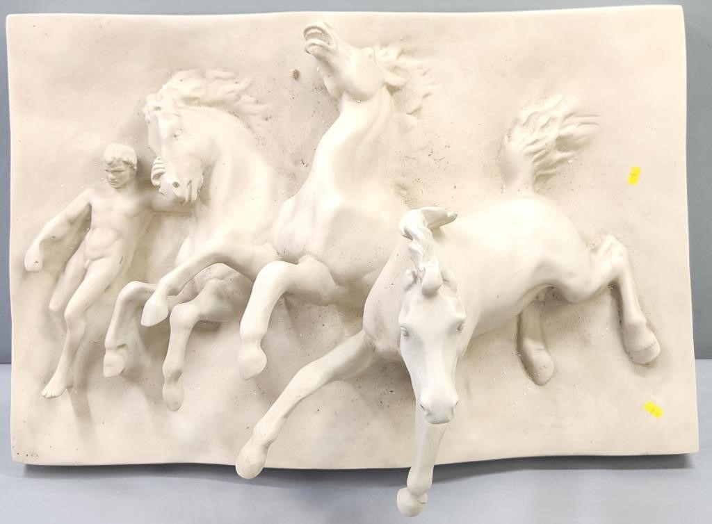 Wild Horses Plaster Relief Molded Plaque