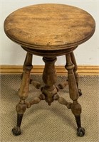 LOVELY VICTORIAN PIANO STOOL W CAST CLAW FEET
