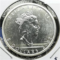 2002 Canada $5 Silver Coin Maple Leaf 1 t oz.