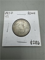 1917-D Type 1 Silver Standing Liberty Quarter