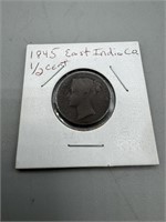 1845 East India Co. 1/2 Cent