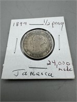 1899 Jamaica 1/2 Penny, 24000 Made