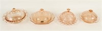 Four Pink Depression Glass Butter Dishes
