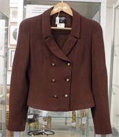 Chanel chocolate cropped woollen jacket