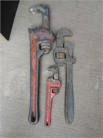 3 vintage adjustable pipe wrenches