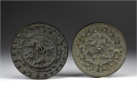 TWO CHINESE TANG DYNASTY STYLE BRONZE HAND MIRRORS