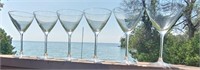 Set Of Six Crystal Cocktail Glasses With AmethystT