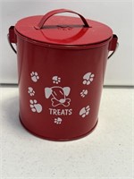 Dog treat tin container measure 6 inches tall