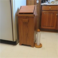 Wooden Trash Can, Paper Towel Holder