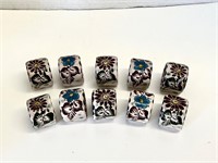 10 Hand-painted Ceramic Napkin Rings