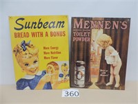 Sunbeam and Mennen's Metal Advertising Signs