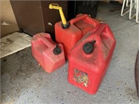 3-RED PLASTIC GAS CANS