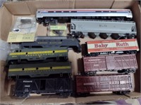 Model Train Engine Parts, Passenger & Box Cars Lot