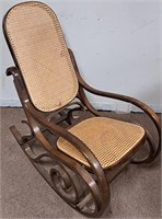 VINTAGE BENTWOOD WOVEN SEAT & BACK ROCKING CHAIR