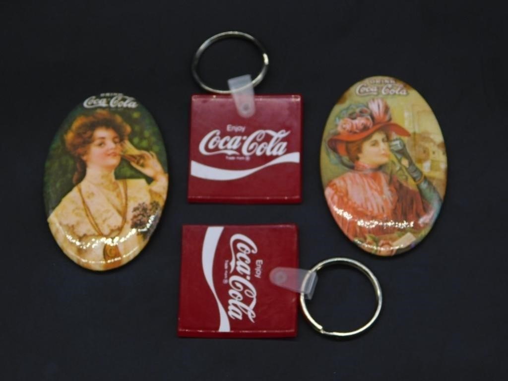 COCA-COLA ADVERTISING POCKET MIRRORS AND KEY CHAIN