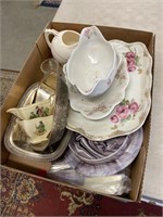 Box of dishes with gravy boat and platter, Royal