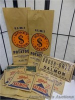 Advertising - Potato Bags and Salmon Box Labels