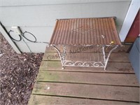 2 WICKER AND METAL SIDE TABLES