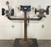 Triple Bench Grinders On Heavy Duty Stand