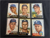 6 TOPPS 1953 CARDS