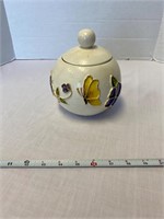 Vintage handmade pottery bowl with lid