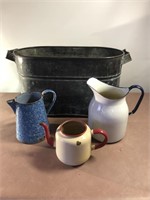 Oblong Copper boiler, pitchers, coffee pot, tea po