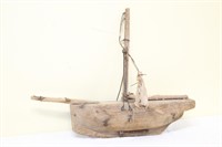 Early folk art primitive wooden sailboat