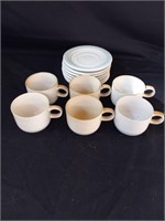 6 Cups With Saucers - Genuine Stoneware Japan