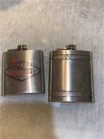 2 vintage metal whiskey flasks
