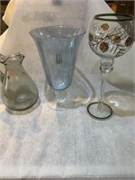 set of 3 glass crystal vases