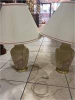 vintage pair of lamps with light bulb inside