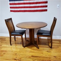 Modern Drop Leaf Table w/Two Chairs
