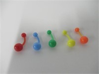 Assorted 5 Pack Of 14 Gauge Belly Button Rings