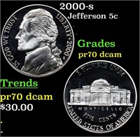 Proof 2000-s Jefferson Nickel 5c Grades GEM++ Proo