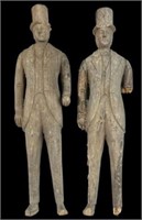 Pair of Tuxedo Men Carved Wooden Sculptures.